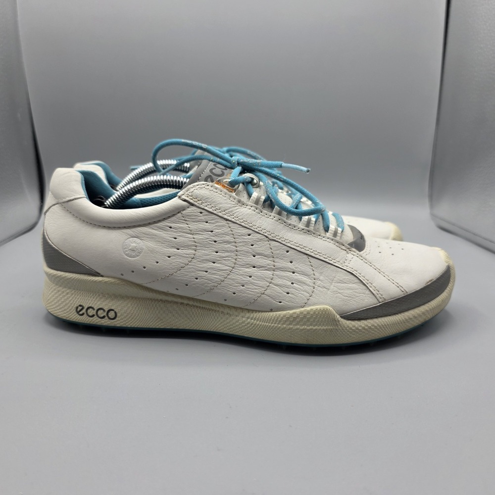 Ecco Biom Golf Shoes Womens 40 White Leather Hyrdomax Spikeless‎ Lace Up - Picture 5 of 15